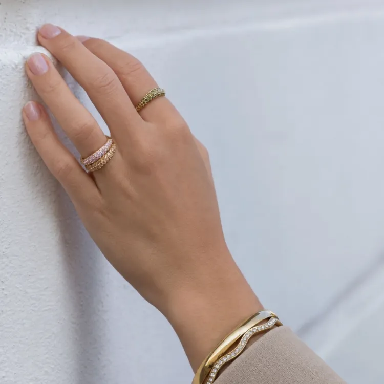 grön ring i förgylld mässing - Lumé Illume