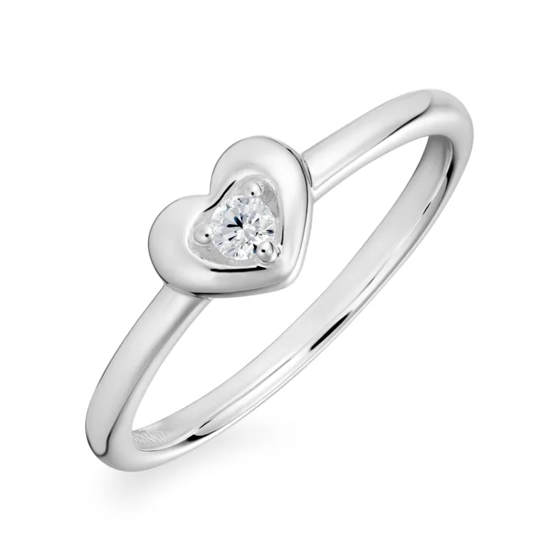 hjärta zirkon ring i silver