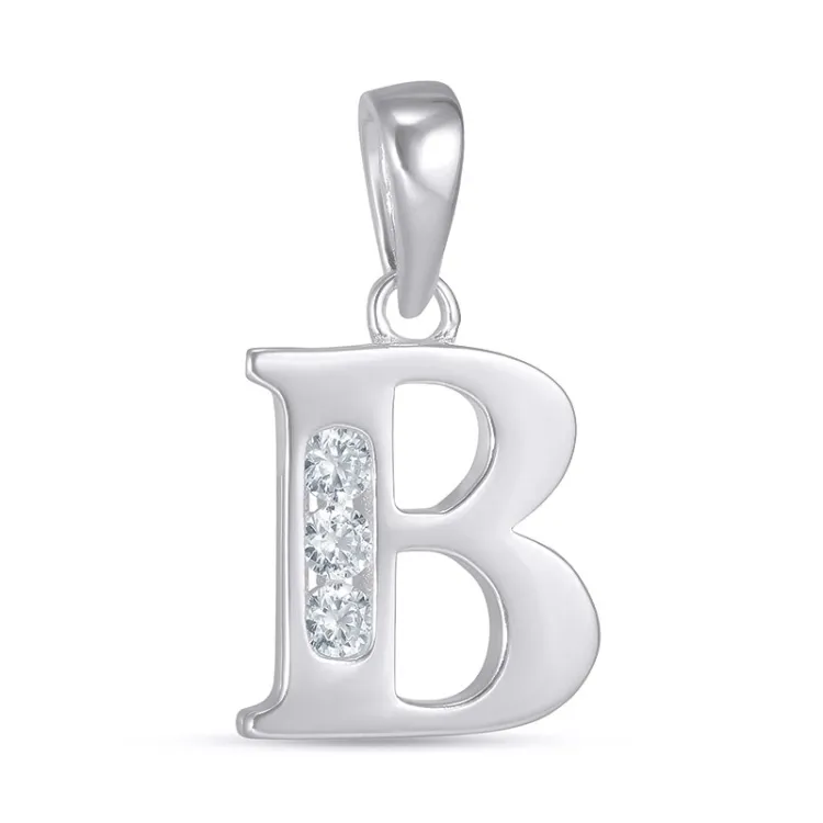 bokstav b zirkon hängen i silver - My Letter