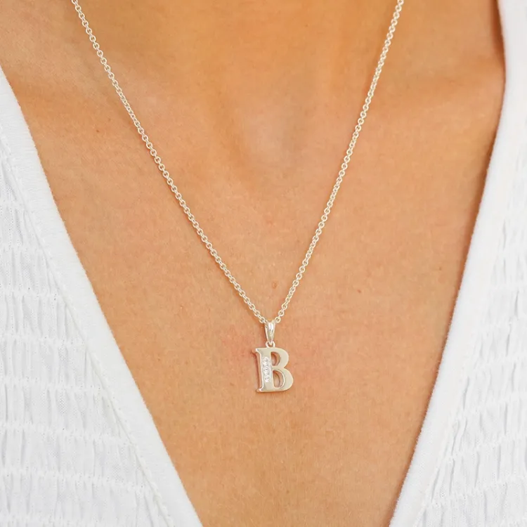 bokstav b zirkon hängen i silver - My Letter