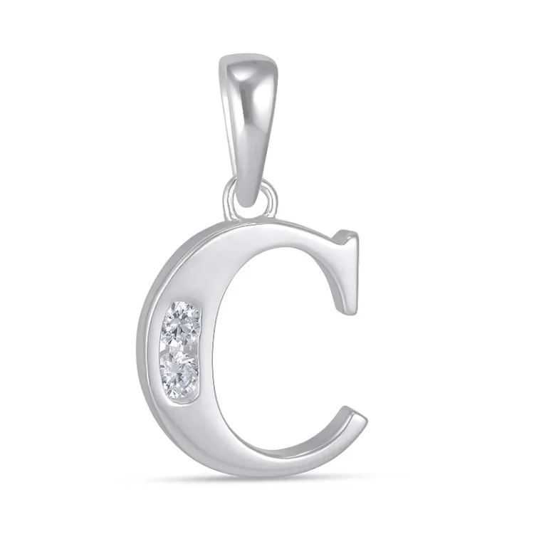 bokstav c zirkon hängen i silver - My Letter