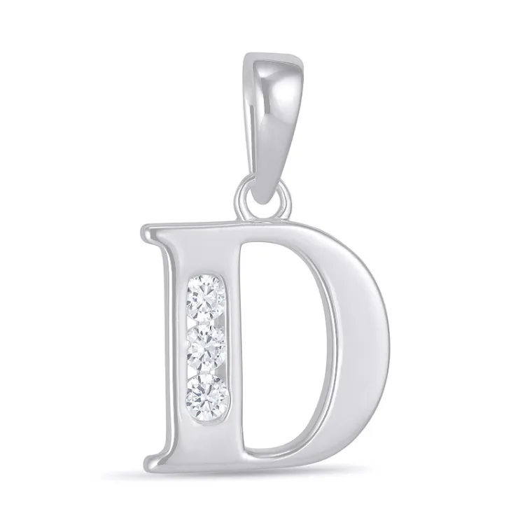 bokstav d zirkon hängen i silver - My Letter