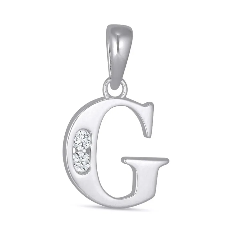bokstav g zirkon hängen i silver - My Letter