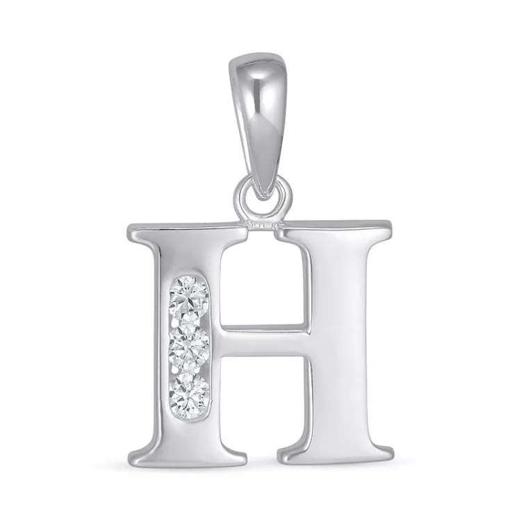 bokstav h zirkon hängen i silver - My Letter