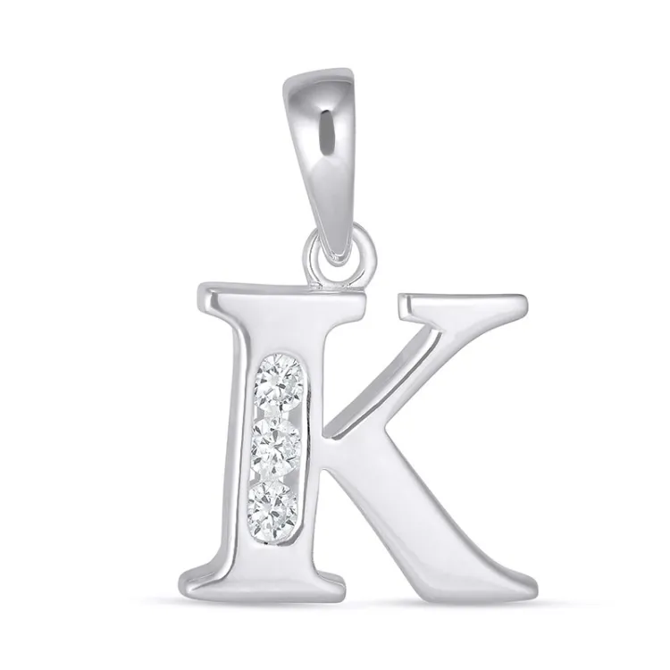 bokstav k zirkon hängen i silver - My Letter