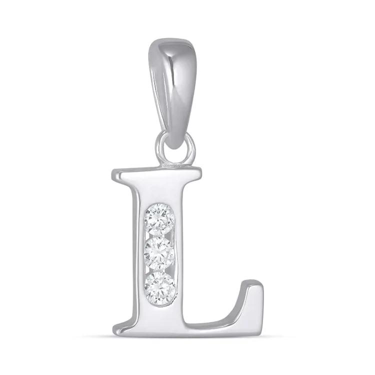 bokstav l zirkon hängen i silver - My Letter