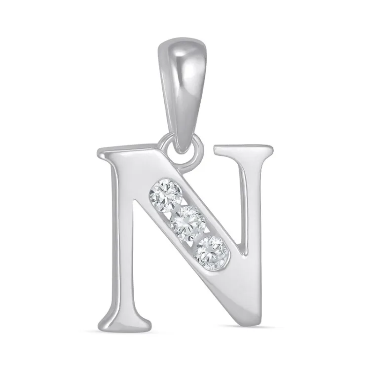 bokstav n zirkon hängen i silver - My Letter
