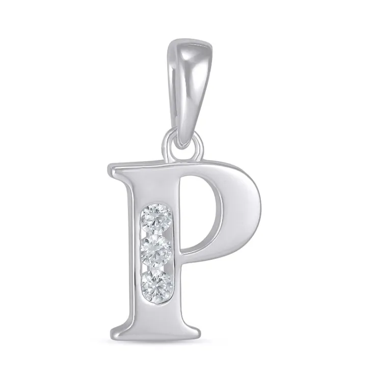bokstav p zirkon hängen i silver - My Letter