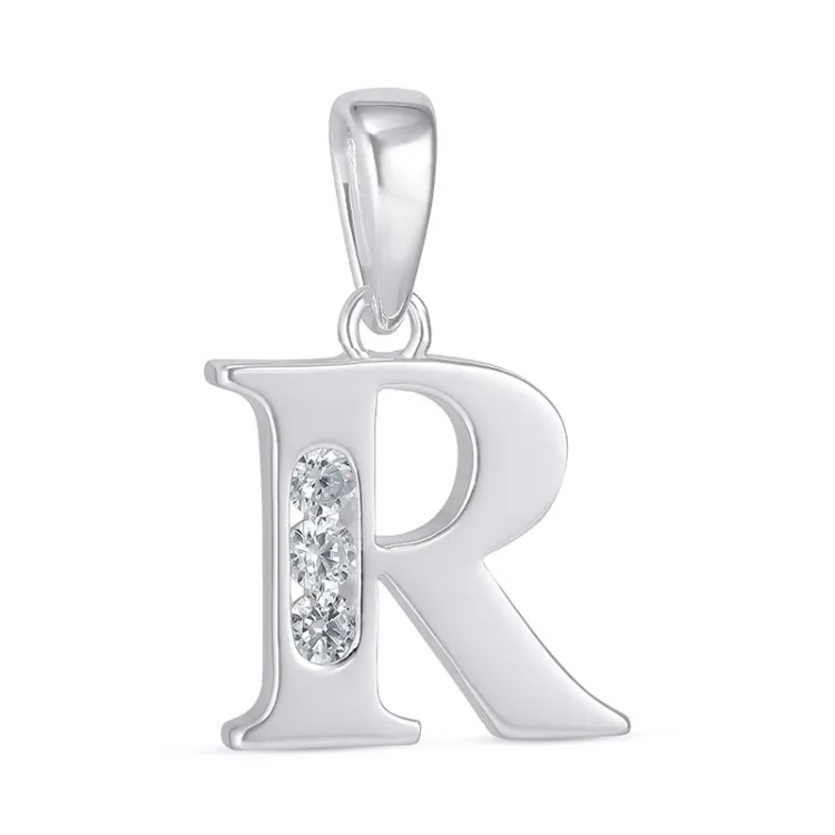 bokstav r zirkon hängen i silver - My Letter