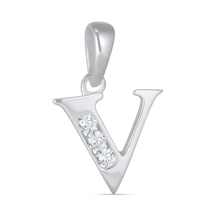 bokstav v zirkon hängen i silver - My Letter