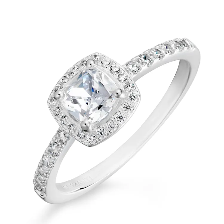 fyrkantigt zirkon ring i silver