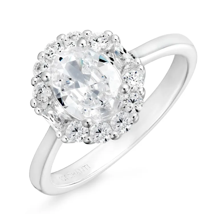 oval zirkon ring i silver