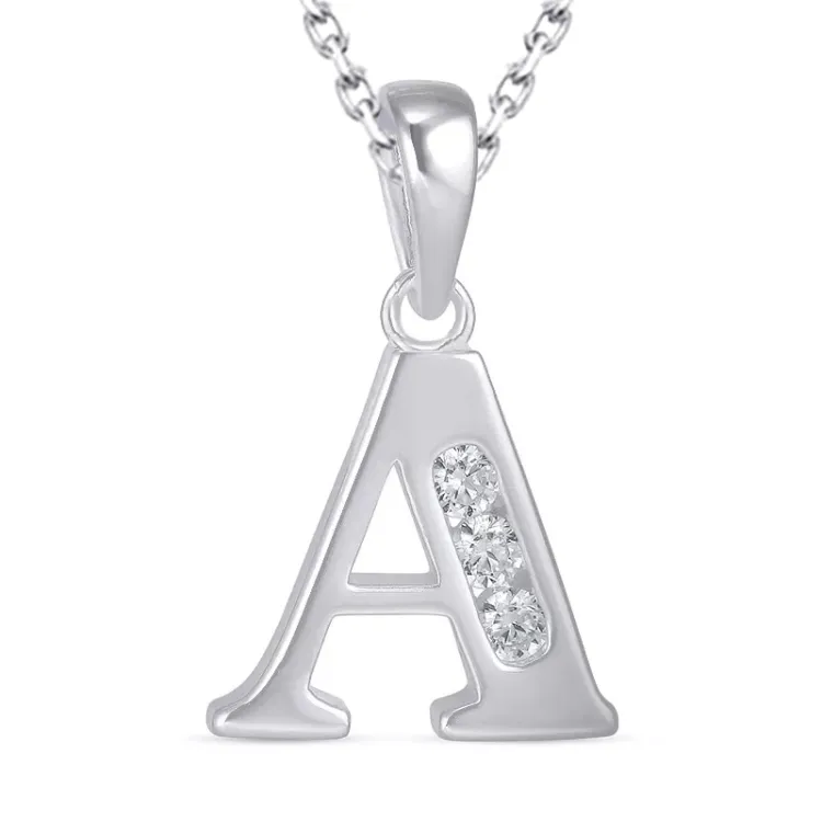bokstav a zirkon halsband i silver med hängen i silver - My Letter