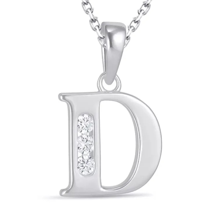 bokstav d zirkon halsband i silver med hängen i silver - My Letter