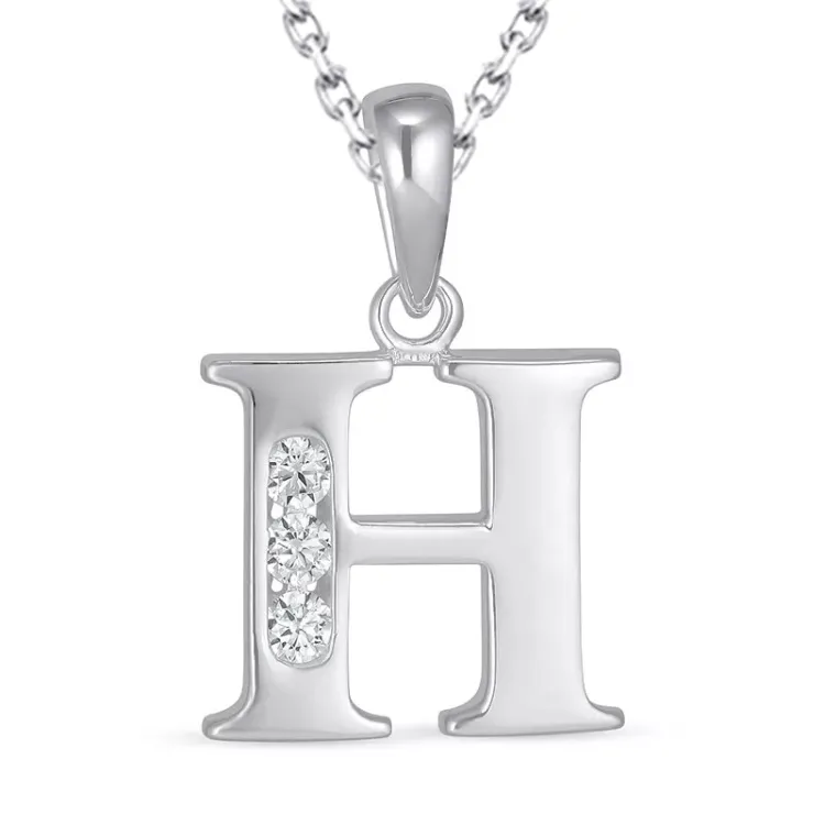 bokstav h zirkon halsband i silver med hängen i silver - My Letter