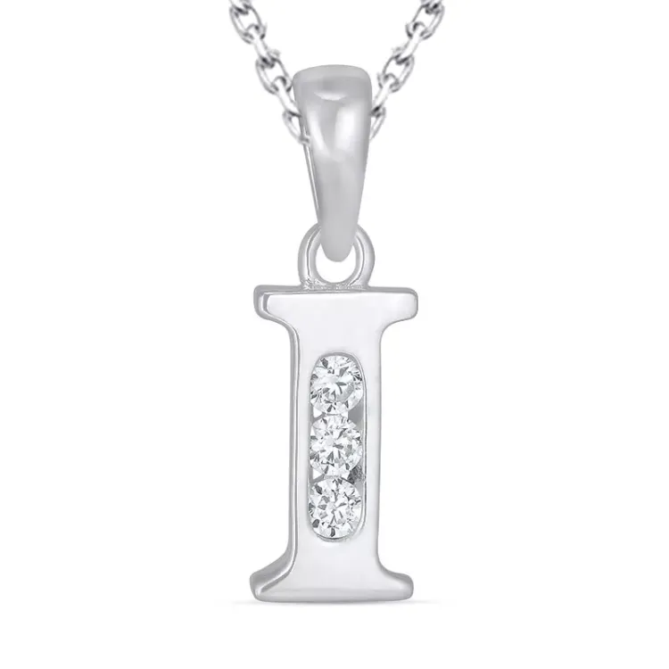 bokstav i zirkon halsband i silver med hängen i silver - My Letter