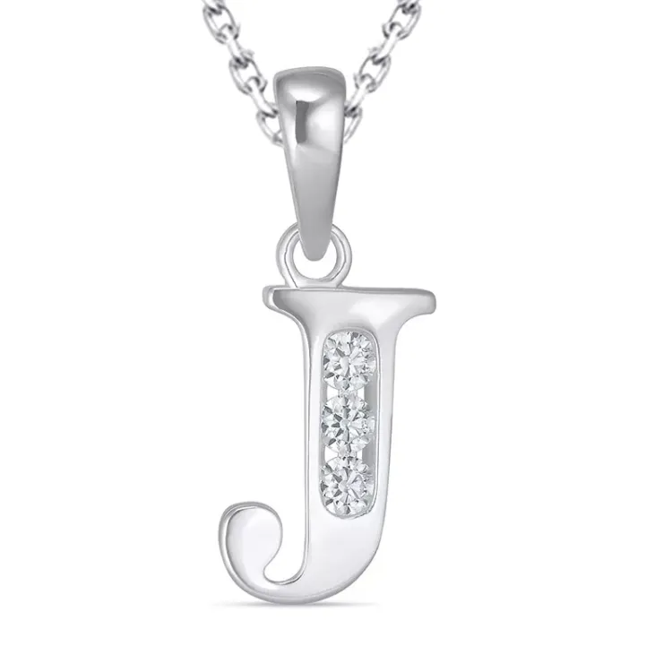 bokstav j zirkon halsband i silver med hängen i silver - My Letter