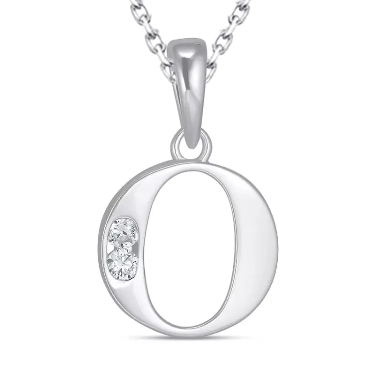 bokstav o zirkon halsband i silver med hängen i silver - My Letter