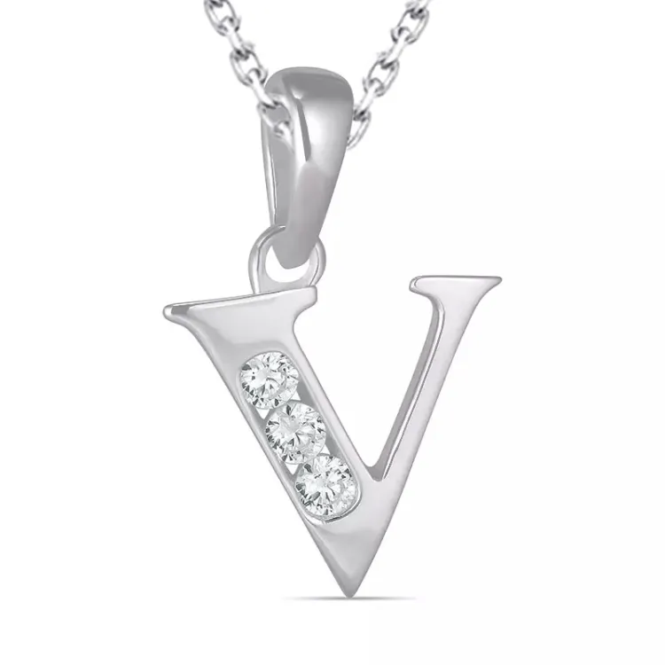 bokstav v zirkon halsband i silver med hängen i silver - My Letter