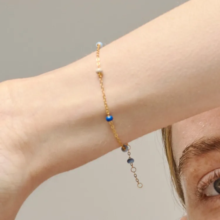 Enamel Lola Bold Marine armband i förgyllt silver blå emalj