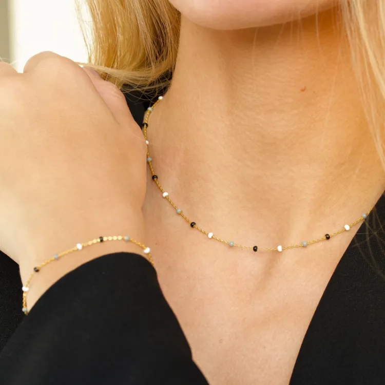 Enamel Lola Salt’n’Pepper armband i förgyllt silver multifärgat emalj