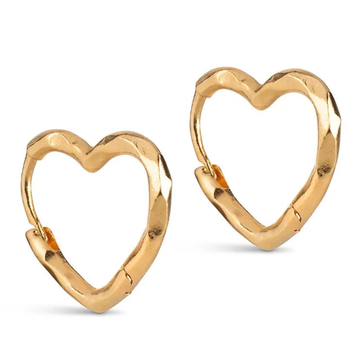 Enamel Organic Heart Small örhängen i förgyllt silver