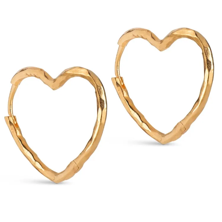 Enamel Organic Heart Medium örhängen i förgyllt silver