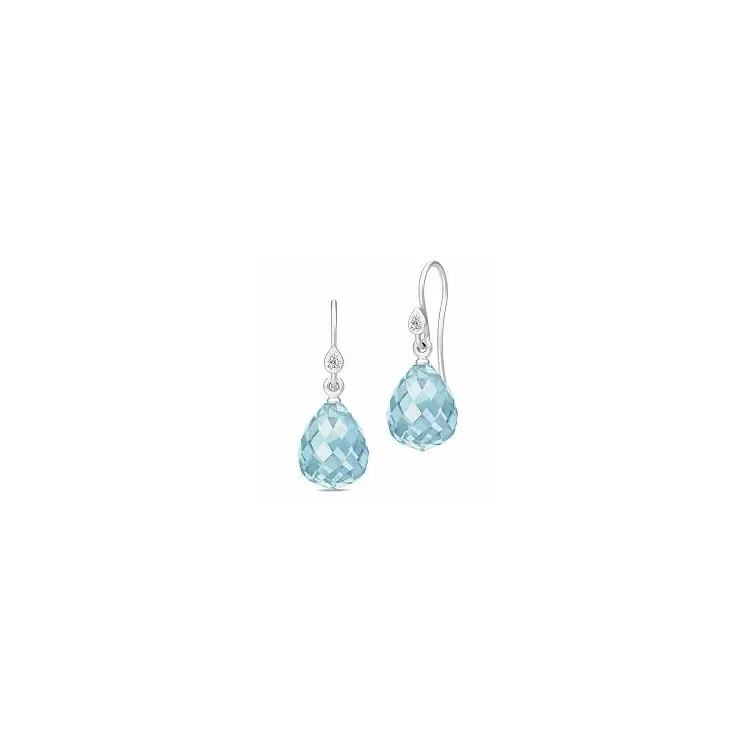 Julie Sandlau Droplet droppformad blå kristal örhängen i satinrhodinerat sterlingsilver blå kristal vit zirkon