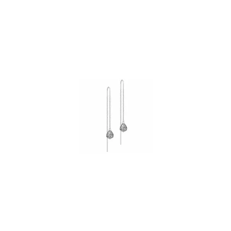Julie Sandlau Evening Dew långa kristal örhängen i satinrhodinerat sterlingsilver grå kristal
