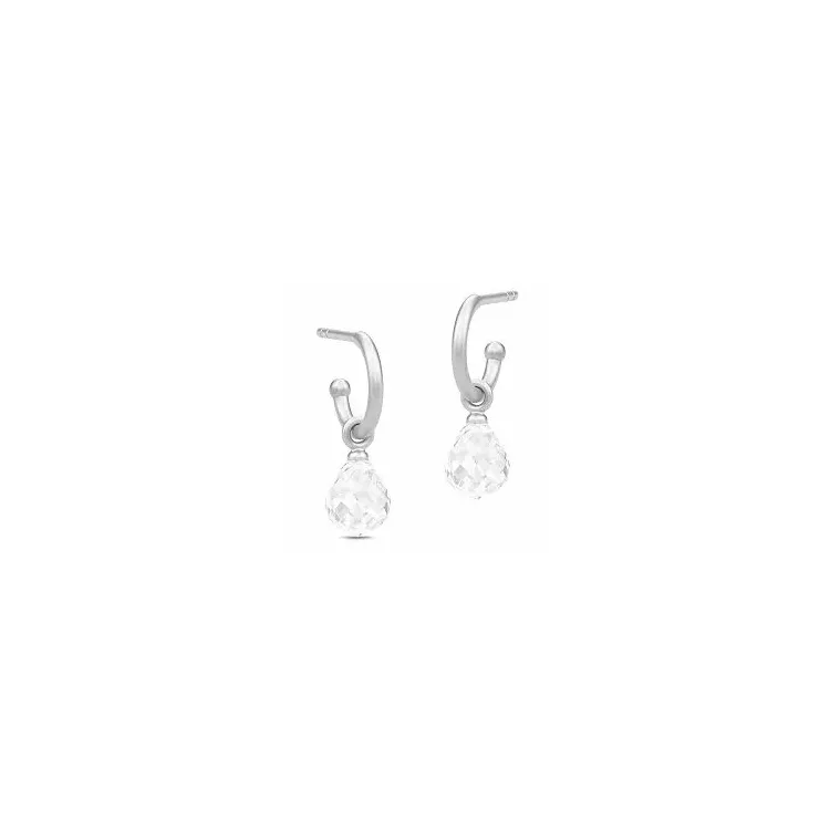 Julie Sandlau Evening Dew droppformad halvcreol i satinrhodinerat sterlingsilver vit kristal