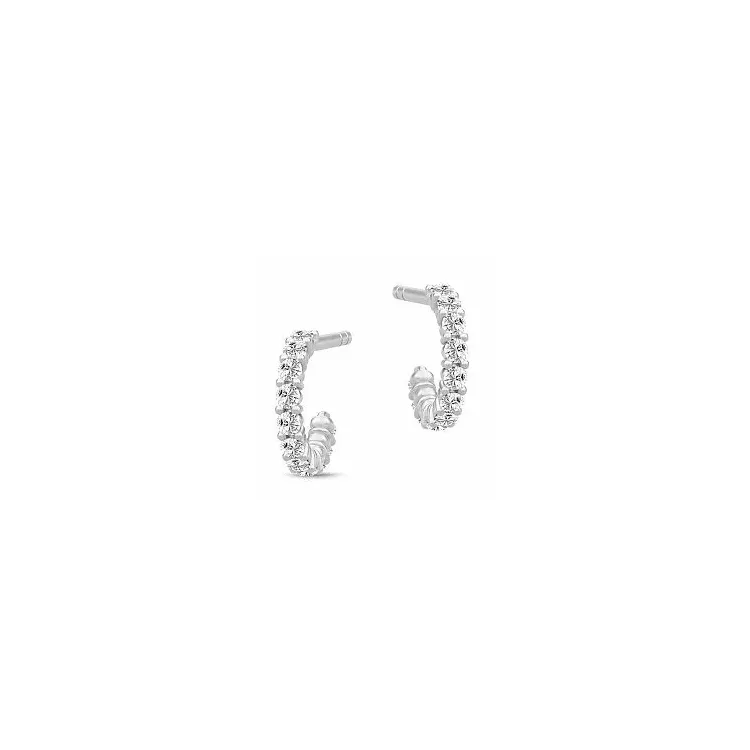 9 mm Julie Sandlau Lucia zirkon halvcreol i satinrhodinerat sterlingsilver vit zirkon