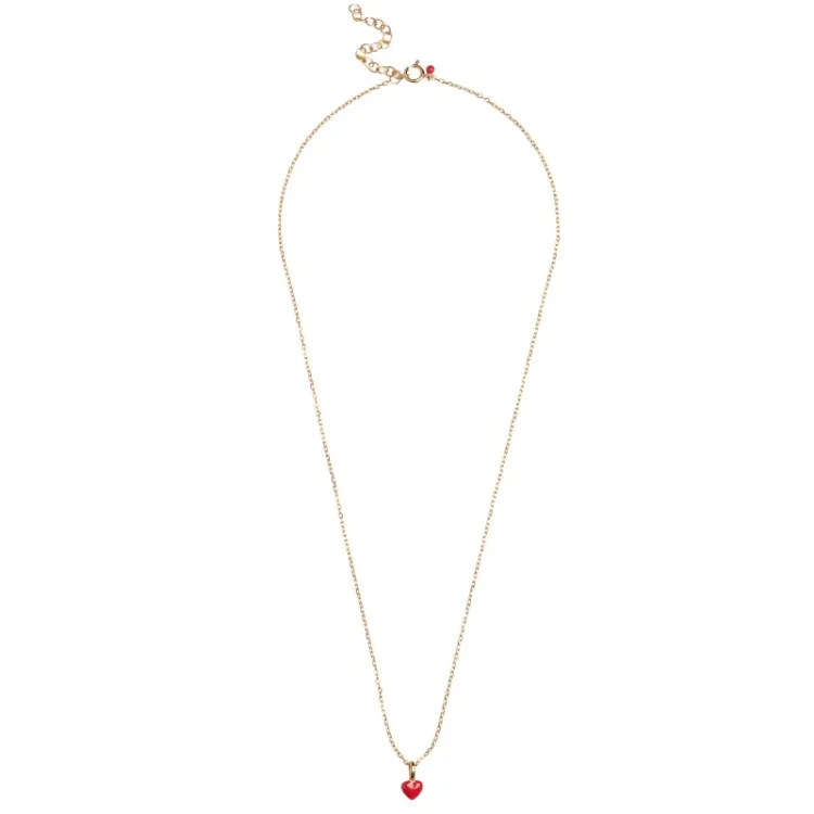 Enamel Amore hjärta halsband i förgyllt silver röd emalj