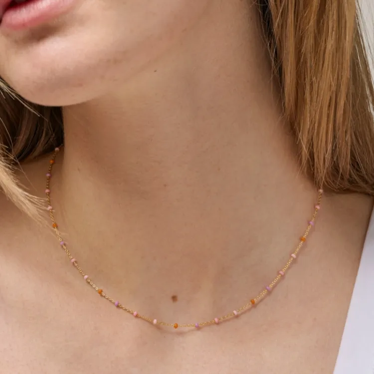 Enamel Lola Blush halsband i förgyllt silver ljuslila emalj