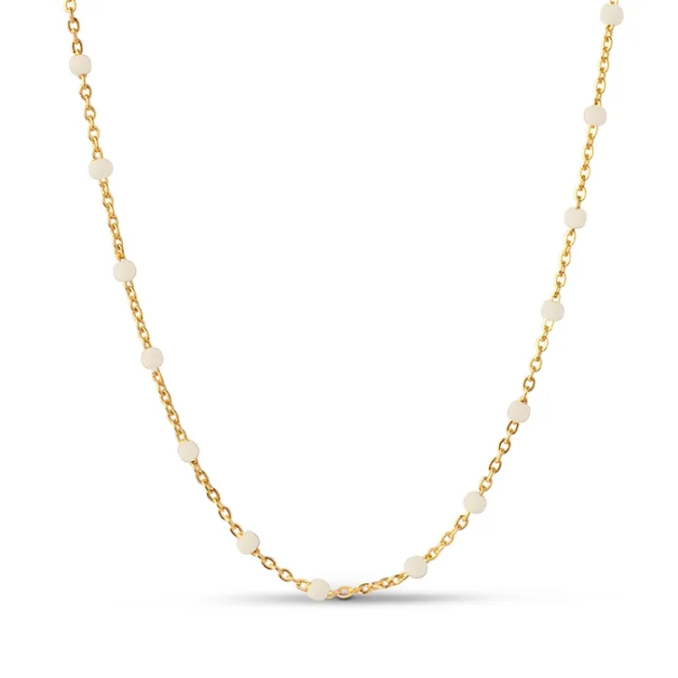 Enamel Lola Daisy halsband i förgyllt silver vit emalj