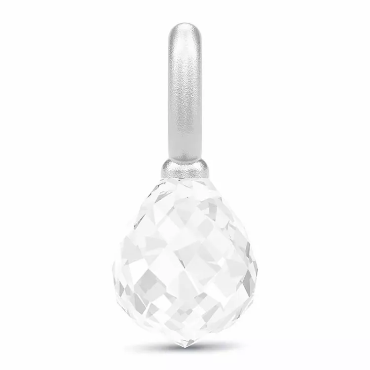 Lille Julie Sandlau Evening Dew droppformad kristal hängen i satinrhodinerat sterlingsilver vit kristal