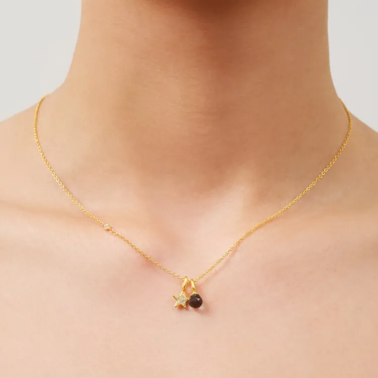 Julie Sandlau Berry Small blå hängen i förgyllt silver blå kristal