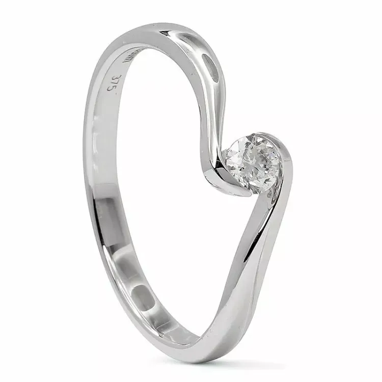 Vit diamant guld ring i 9 karat vitguld 0,15 ct