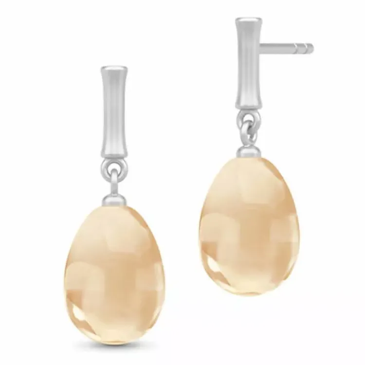 Julie Sandlau droppformad örhängen i satinrhodinerat sterlingsilver champagnefärgad zirkon