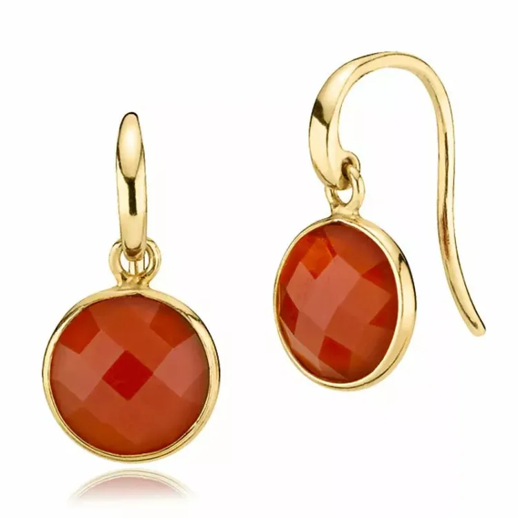 Izabel Camille Prima Donna runda röda onyx örhängen i förgyllt silver röd onyx