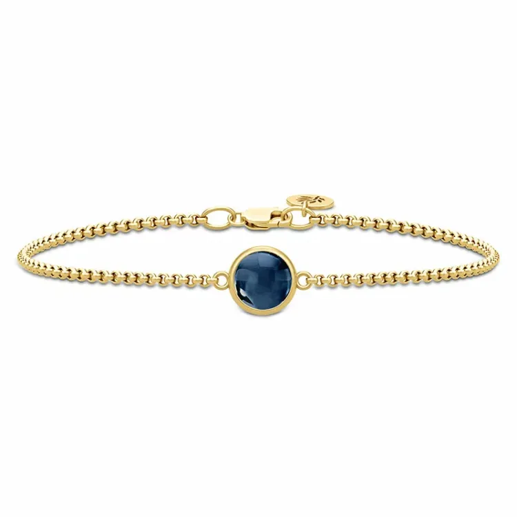 Julie Sandlau Primini armband i förgyllt silver blå syntetisk safir