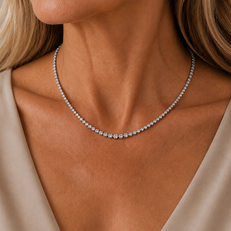 45 cm lab grown diamant halsband i 14  carat vitguld 6,02 ct