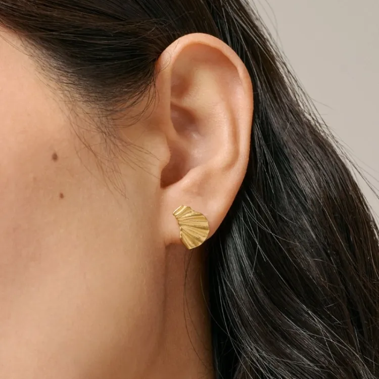 Enamel Mini Wave örhängen i förgyllt silver