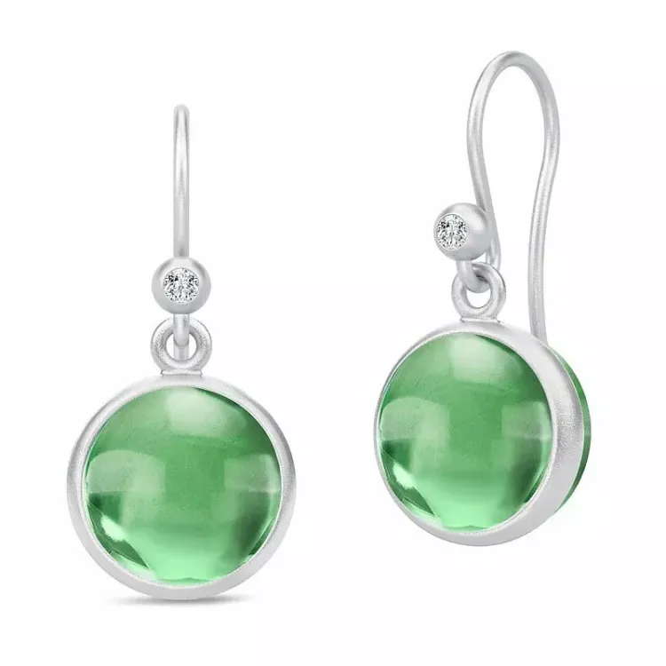 Julie Sandlau Prime gröna örhängen i satinrhodinerat sterlingsilver