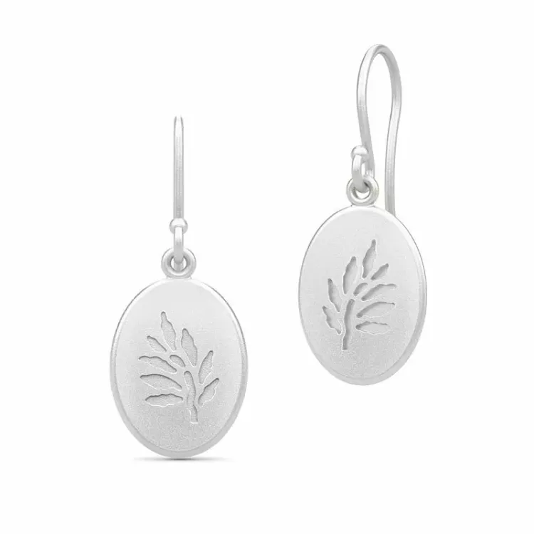 Julie Sandlau Classic blad örhängen i satinrhodinerat sterlingsilver