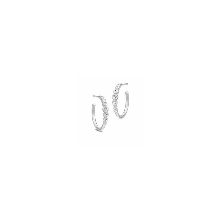 16 mm Julie Sandlau Grace örhängen i satinrhodinerat sterlingsilver vit zirkon
