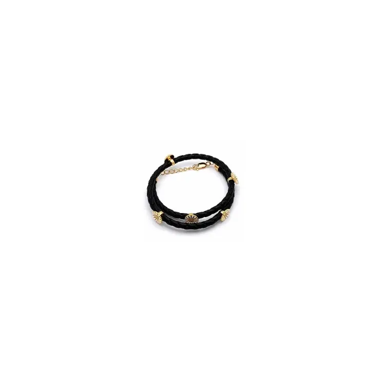 Kollektionsprov armband i läder med prästkrage hanger i förgyllt silver