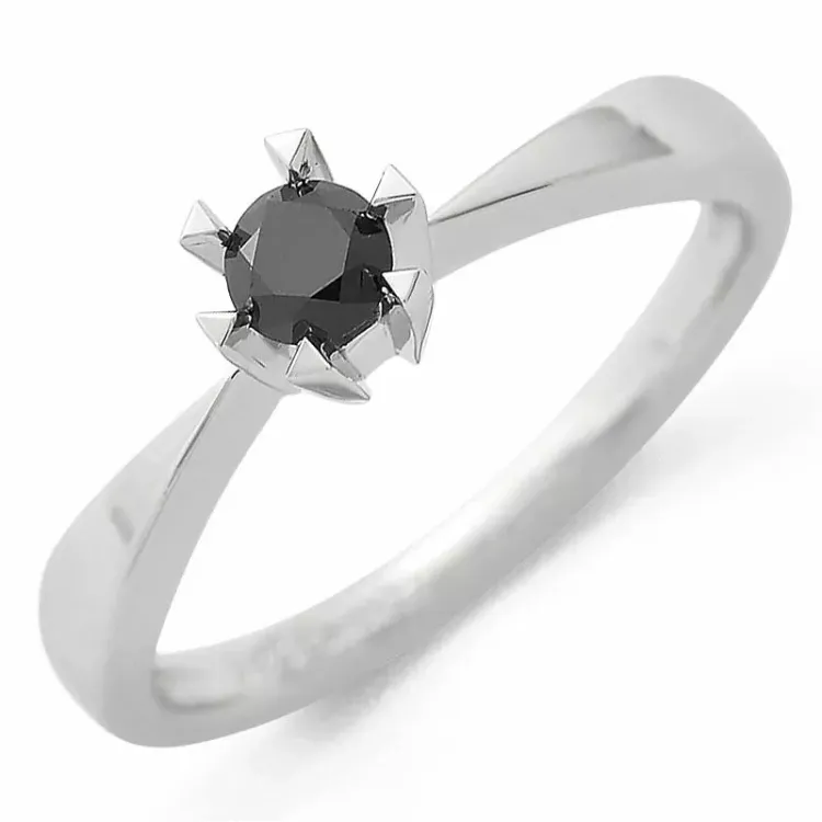 Kollektionsprov sort solitärring i 14  karat vitguld 0,21 ct