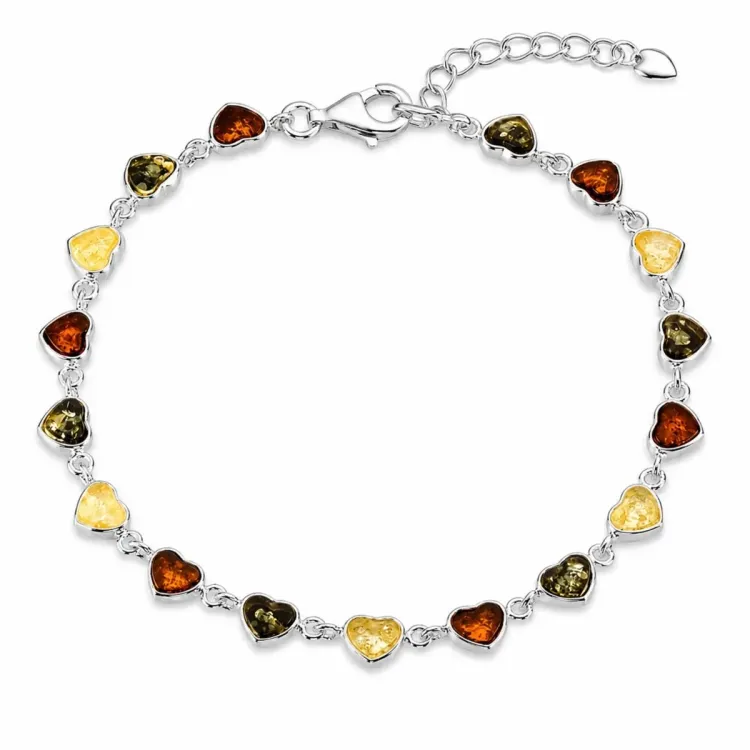 Kollektionsprov hjärta bärnsten armband i silver