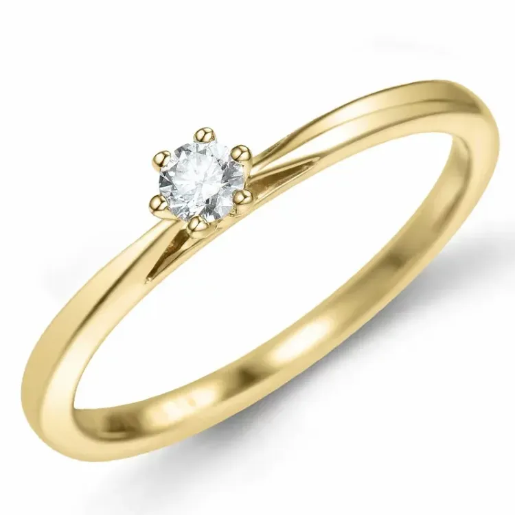 Kollektionsprov diamant solitärring i 14  karat guld 0,14 ct