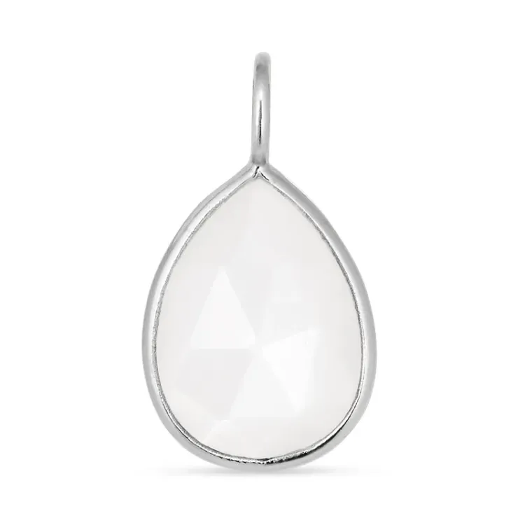 Kollektionsprov droppe vit månsten hängen i silver - Loom Stones